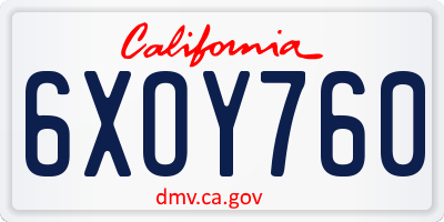 CA license plate 6XOY760