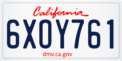 CA license plate 6XOY761