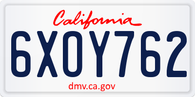 CA license plate 6XOY762