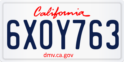 CA license plate 6XOY763