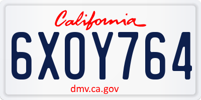 CA license plate 6XOY764