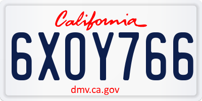 CA license plate 6XOY766