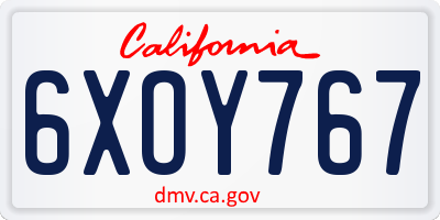 CA license plate 6XOY767