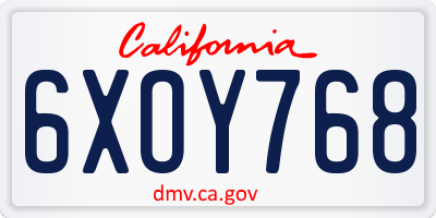 CA license plate 6XOY768