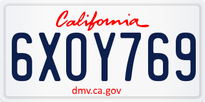 CA license plate 6XOY769