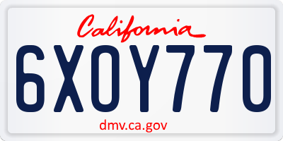 CA license plate 6XOY770