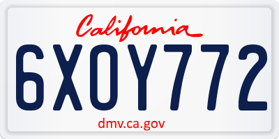 CA license plate 6XOY772
