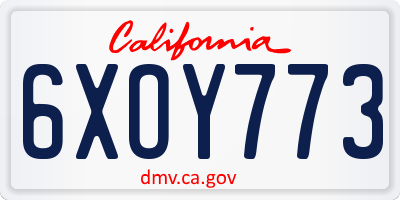 CA license plate 6XOY773