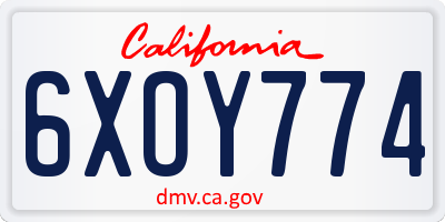 CA license plate 6XOY774