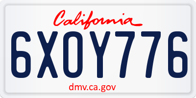 CA license plate 6XOY776