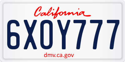 CA license plate 6XOY777