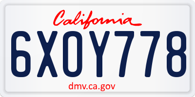 CA license plate 6XOY778