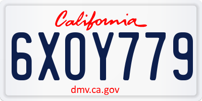CA license plate 6XOY779