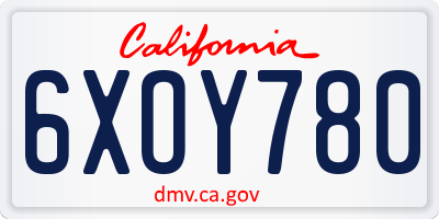 CA license plate 6XOY780