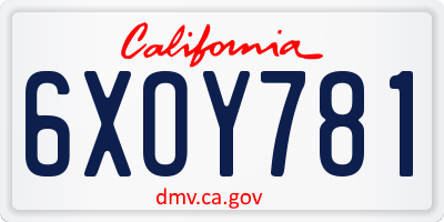 CA license plate 6XOY781