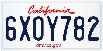 CA license plate 6XOY782