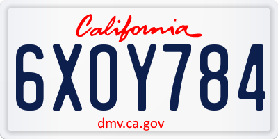 CA license plate 6XOY784