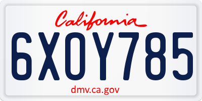 CA license plate 6XOY785