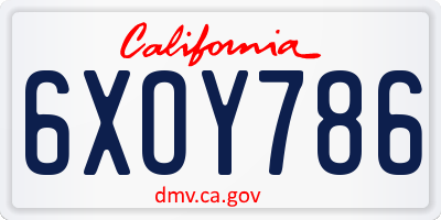 CA license plate 6XOY786