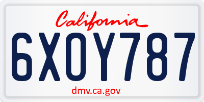 CA license plate 6XOY787