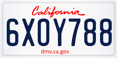 CA license plate 6XOY788