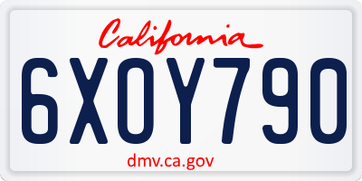 CA license plate 6XOY790