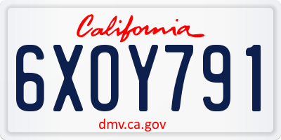 CA license plate 6XOY791