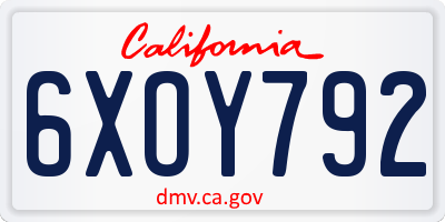 CA license plate 6XOY792