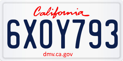CA license plate 6XOY793