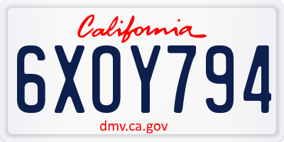 CA license plate 6XOY794