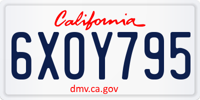 CA license plate 6XOY795