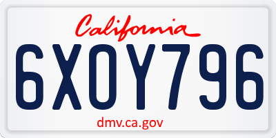 CA license plate 6XOY796