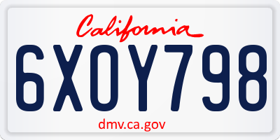 CA license plate 6XOY798