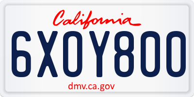 CA license plate 6XOY800