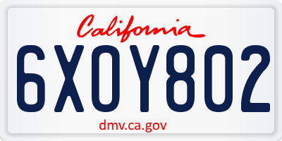 CA license plate 6XOY802