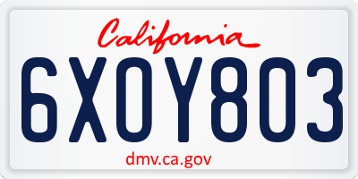 CA license plate 6XOY803