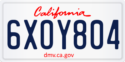 CA license plate 6XOY804