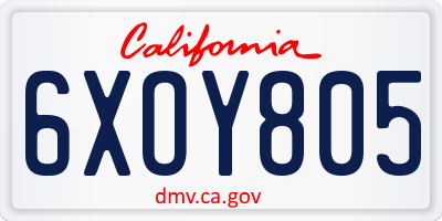 CA license plate 6XOY805