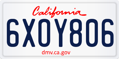 CA license plate 6XOY806