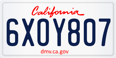 CA license plate 6XOY807