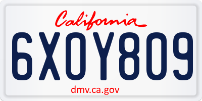 CA license plate 6XOY809