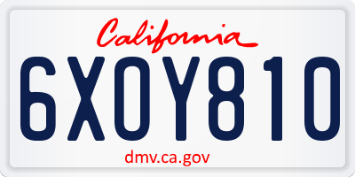 CA license plate 6XOY810