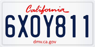 CA license plate 6XOY811