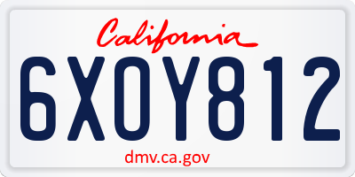 CA license plate 6XOY812