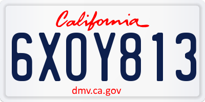 CA license plate 6XOY813