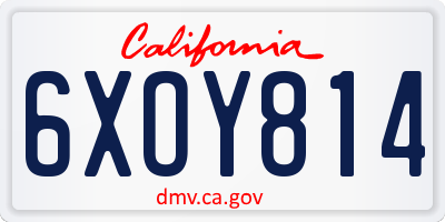 CA license plate 6XOY814
