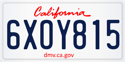 CA license plate 6XOY815