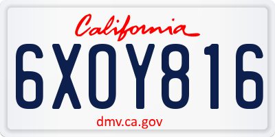CA license plate 6XOY816