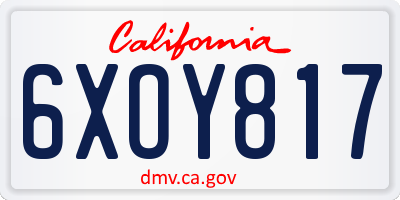 CA license plate 6XOY817