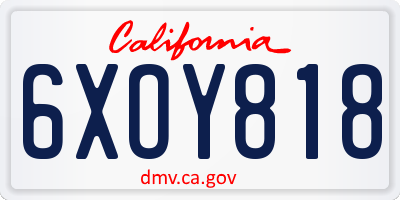 CA license plate 6XOY818